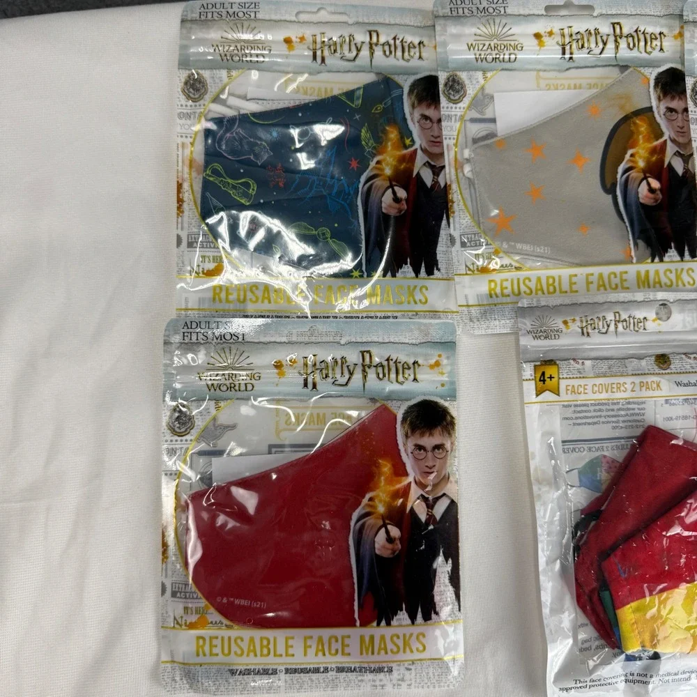 Harry Potter Wizarding World Reusable Face Mask Lot 5 Packs Slytherin Gryffindor